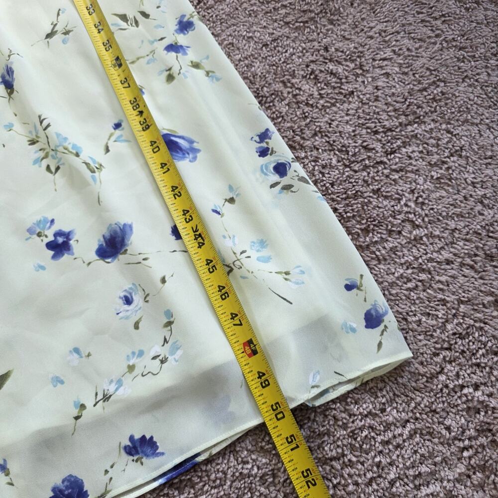 Vintage Floral Pleated Midi Dress Womens 10 Cottagecore Green Purple 90s Teacher - Picture 9 of 9